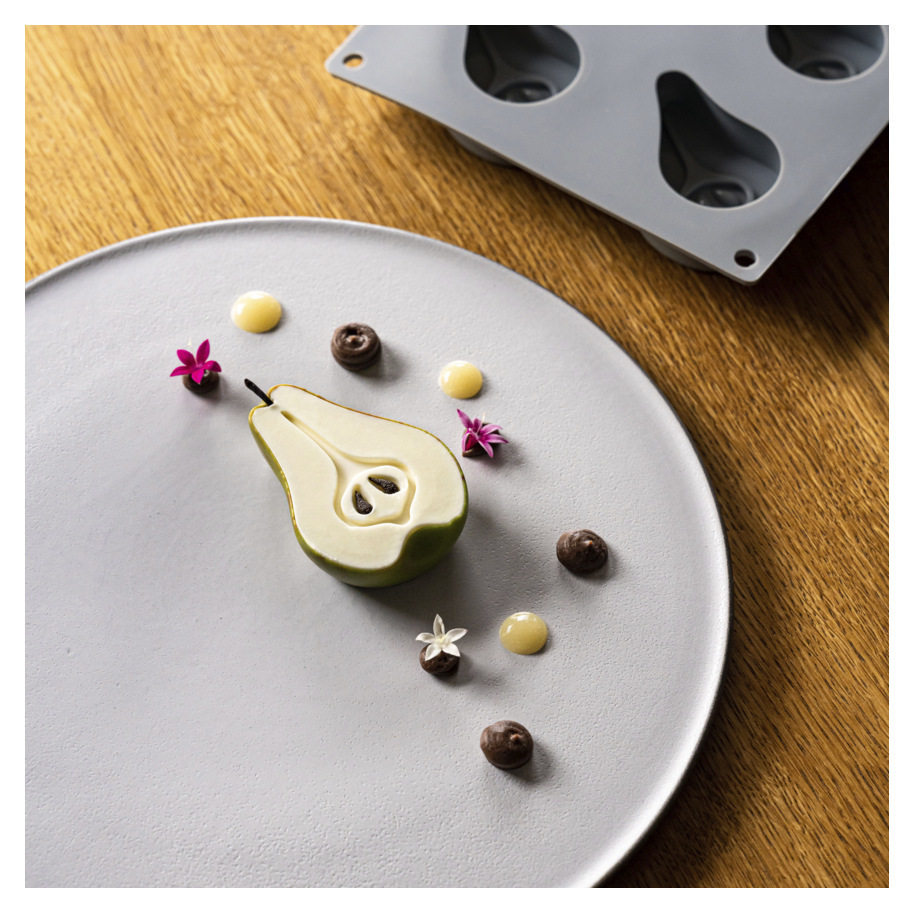  قالب سیلیکونی خاکستری طرح گلابی یا میوه 