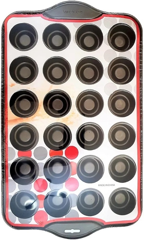 ​قالب 24 عددی مینی مافین با روکش تفلون مشکی و حفره‌های کفی برجسته