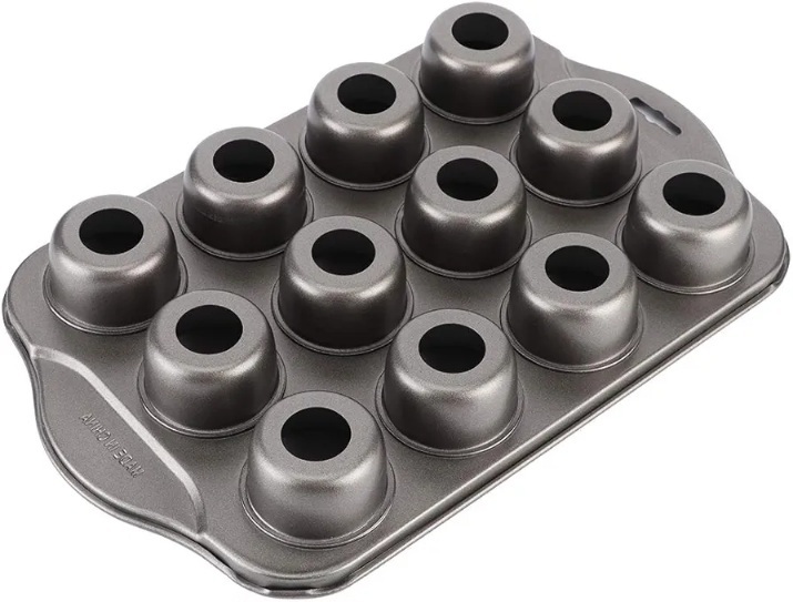  قالب 12 عددی فلزی نچسب برای پخت دونات کیک و مینی باندت با حفره مرکزی 