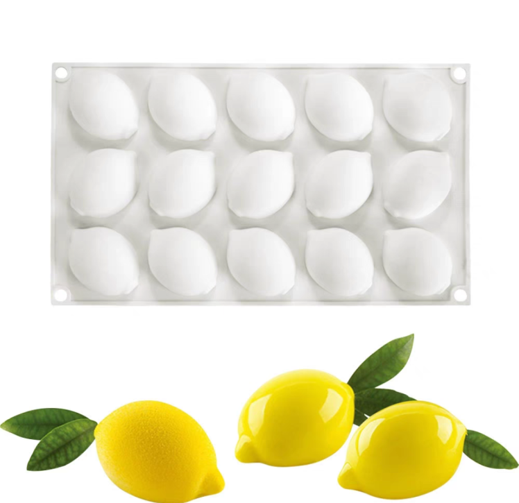 قالب دسر سیلیکونی با ۱۵ حفره به شکل لیمو.