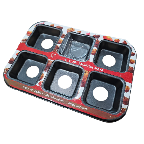  نمای کامل قالب 6 خانه مربعی برای پخت براونی و کاپ‌کیک 