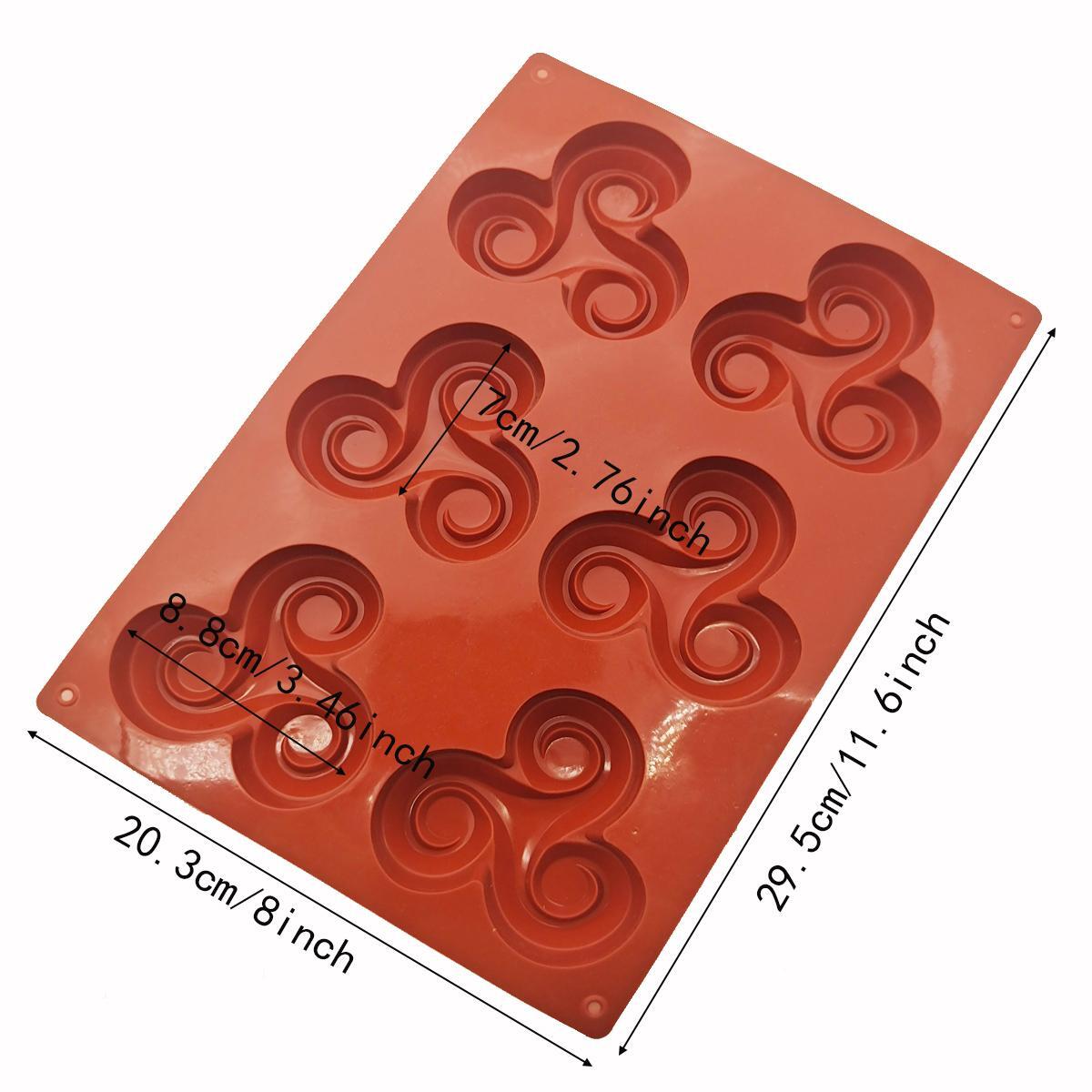  سیلیکونی طرح اسکرول سه‌پر | قالب شکلات و دسر فانتزی 