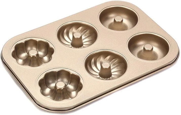  یک عدد قالب فلزی 6 حفره‌ای نچسب برای پخت مینی کیک‌های حلقوی 