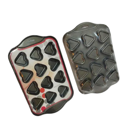  ​قالب 12 عددی فلزی نچسب برای پخت کاپ کیک و مافین با طرح قلب 